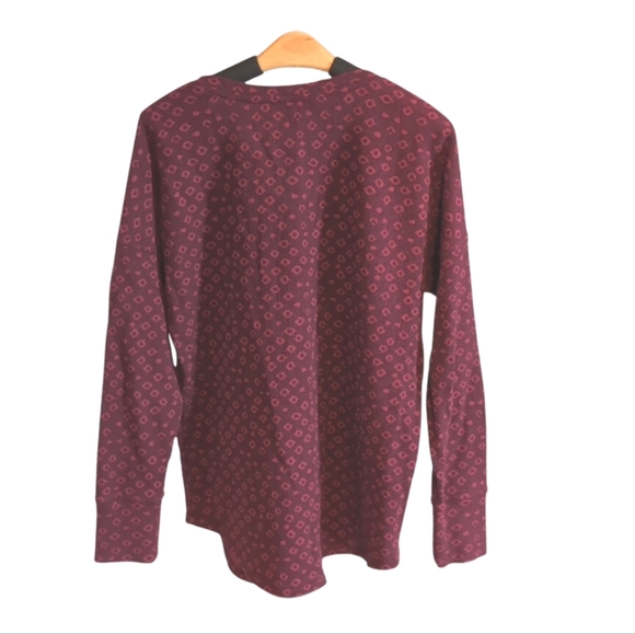 Dalia Waffle Knit Henley Top | Size M | Maroon Long Sleeve Shirt | Relaxed Fit - Picture 6 of 11